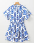 Vintage Floral Ruffle Sleeve Dress