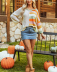 Harper Oversized Colorblock V Neck Hooded Sweater