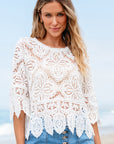Emmie Bohemian Macrame Lace Crochet Half Sleeve Blouse