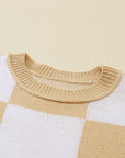 Checker Bishop Sleeve Sweater