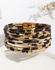 Multi-layer Leopard Beaded Magnet Buckle Bracelet