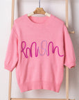 Maxine Mom Tinsel Front Short Sleeve Sweater