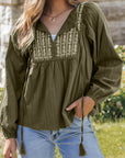 Eloise Embroidered Split Neck Top