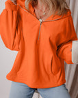 Kate Fleece Lined Half Zipper Kangaroo Pockets Loose Hoodie