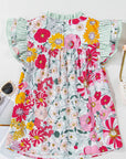 Anne Floral Ruffle Trim Short Sleeve Blouse