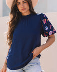 Maddison Shellfish Coral Embroidery Blouse