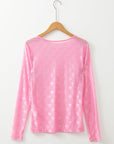Bow Mesh Long Sleeve Top