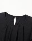 Pleated Flounce Sleeve Textured Blouse