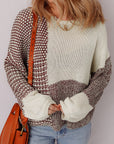 Colorblock Tie-Back Drop Shoulder Sweater