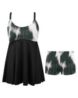 Black and White Cow Hide Swim Dress & Shorts Set
