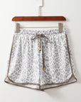 Leopard Contrast Trim Drawstring Shorts