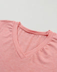Heathered Petal Sleeve V-Neck T-Shirt