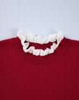 Lace Trim Patchwork Buttoned Cuff Sweater
