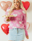 Pearled Heart Valentines Sweater