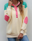 Helen Elbow Patch Half Button Sweatshirt