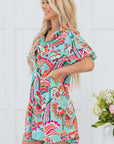 Erin Lace-up High Waist Buttoned Mini Dress