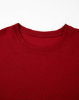 Solid Textured T-Shirt and Drawstring Pants Set