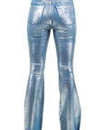 Metallic Bell Bottom In Blue- Inseam 30