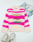 I KNOW WHAT I WANT Sequin Colorblock Stripe Sweater