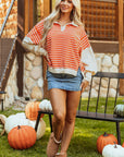 Colorblock Collared Drop Shoulder Sweatshirt