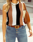 Colorblock Stripe Sleeveless Sweater Top