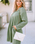Mallory Roll-tab Sleeve Flowy Casual Dress