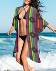 Neon Aztec Duster Kimono Coverup Women's Long Cover Up