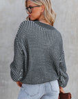 Marley Heathered Knit Drop Shoulder Puff Sleeve Sweater