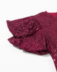 Lenora Glittering Sequin Short Bubble Sleeve Blouse