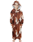 Big Kids Cow Print Pajama Hooded Onesie