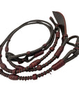 Dark Romel Reins with Red Rawhide