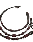 Dark Romel Reins with Red Rawhide