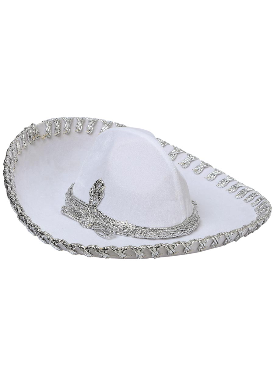 Mexican Artisanal Kids Charro Hat Velvet White/Silver 600320