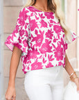 Floral Ruffle Short Sleeve Blouse