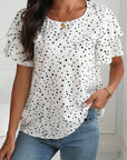 Dalmatian Dotted Ruffle Sleeve Blouse
