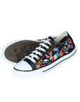 Artisanal Embroidered Sneakers Textile Canvas Black 602783