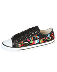 Artisanal Embroidered Sneakers Textile Canvas Black 602783