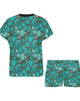 All Turquoise Women's Top and Shorts Pajama Set