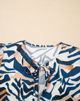 Zebra Tied Front Puff Sleeve Top