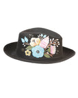 Artisanal Hand Painted Hat Suede Black 603820
