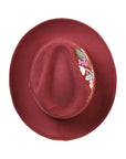 Artisanal Hand Painted Hat Suede Wine 603821