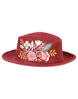 Artisanal Hand Painted Hat Suede Wine 603821