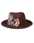 Artisanal Hand Painted Hat Suede Brown 603822
