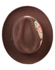 Artisanal Hand Painted Hat Suede Brown 603822