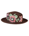 Artisanal Hand Painted Hat Suede Brown 603822