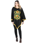 Artisanal Embroidered Poncho 50% Cotton, 50% Polyester Black 603827