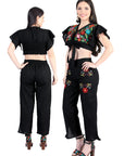 Artisanal Embroidered Set 100% Cotton Black 603996