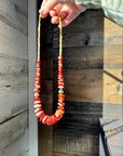 22 Inch red spiny and sterling silver pearls