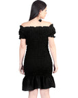 Artisanal Embroidered Dress 100% Cotton Black 604007