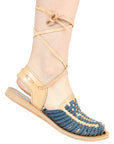 Mexican Artisanal Sandals Leather Navy Blue/Natural 604019